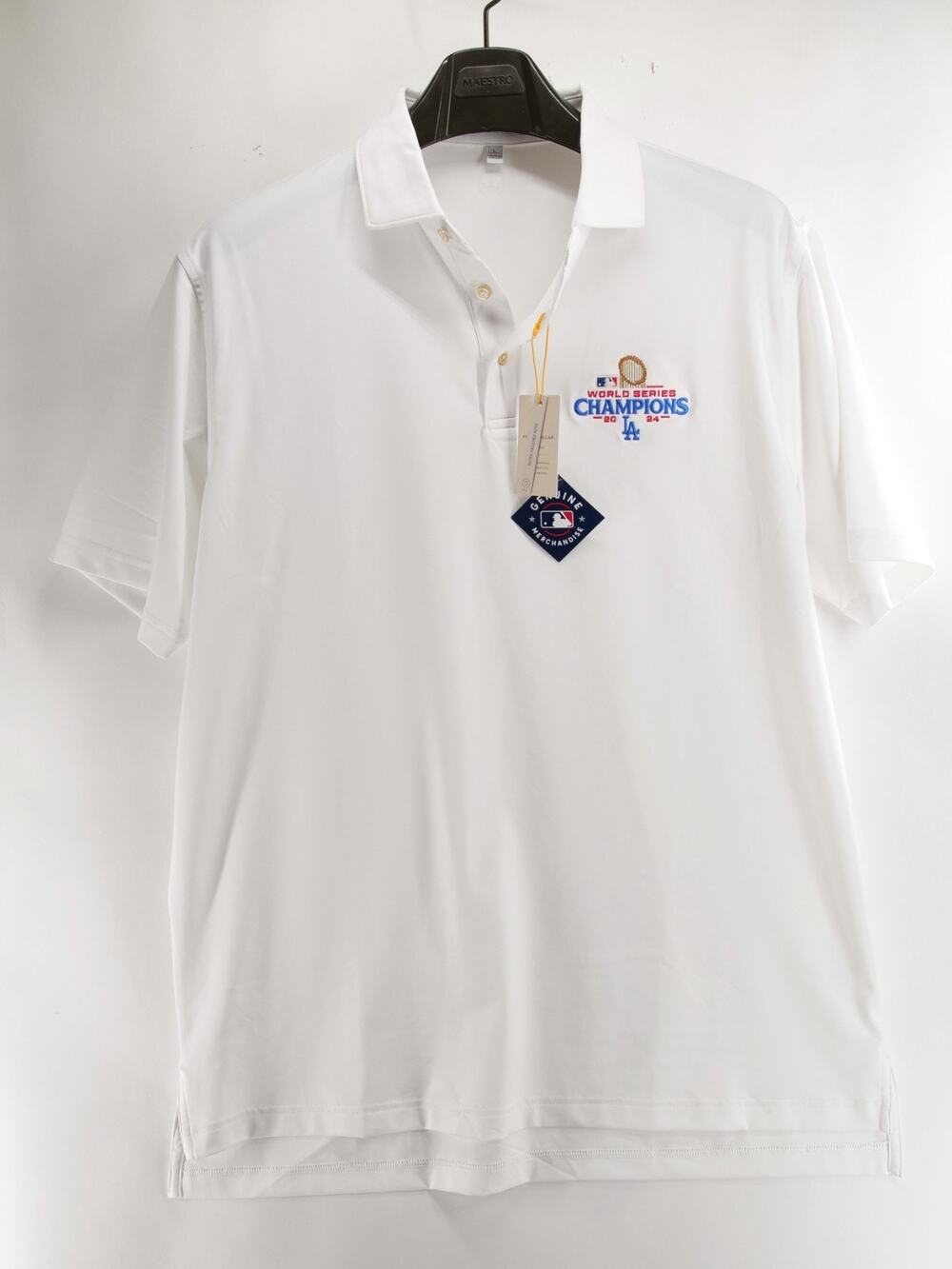Peter Millar NWT LA Dodgers World Series Champions 2024 Polo Shirt Mens L White